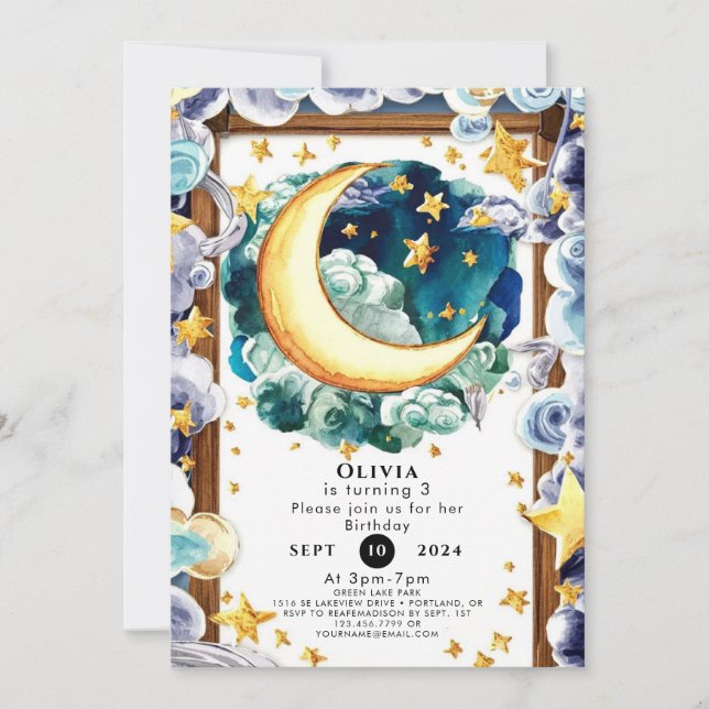 Invitación Cumpleaños mágico de la Luna (Anverso)
