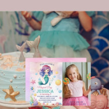 Cumpleaños mágico de la sirena bajo la foto del ma