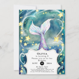 Invitación Cumpleaños mágico de la sirena infantil