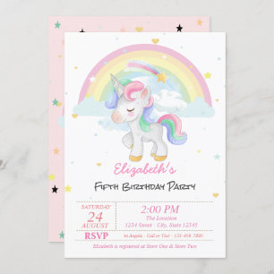 Invitación Cumpleaños mágico de las estrellas del arco iris d
