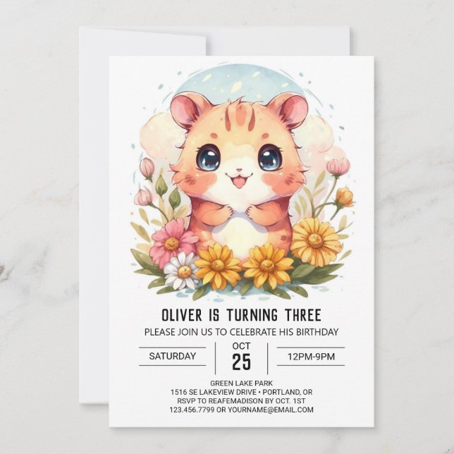 Invitación Cumpleaños Mágico de Little Hamster (Anverso)