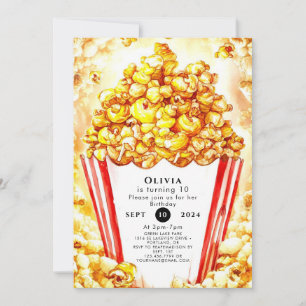 Invitación Cumpleaños mágico de los niños con palomitas de ma