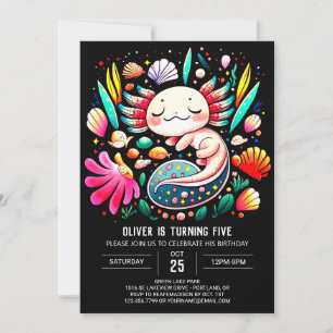 Invitación Cumpleaños mágico de los niños de Axolotl
