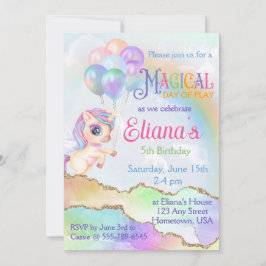 Invitación Cumpleaños mágico de Rainbow Unicorn