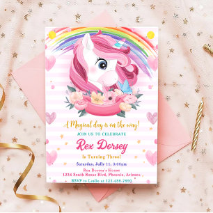 Invitación Cumpleaños mágico de Rainbow Unicorn