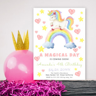 Invitación Cumpleaños mágico de Rainbow Unicorn