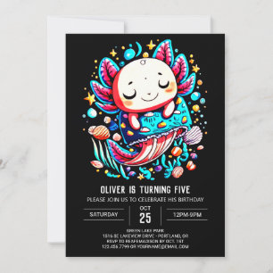 Invitación Cumpleaños mágico de Seashells Axolotl