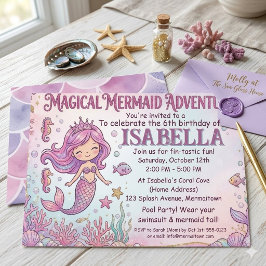 Invitación Cumpleaños Mágico de Sirena en la Fiesta de la Pis