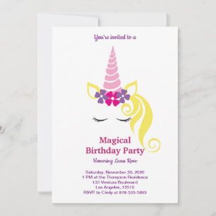 Invitación Cumpleaños mágico de unicornio