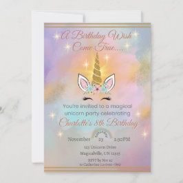 Invitación Cumpleaños mágico de unicornio