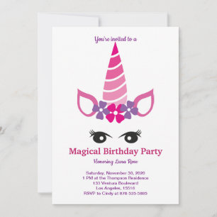 Invitación Cumpleaños mágico de unicornio