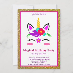 Invitación Cumpleaños mágico de unicornio
