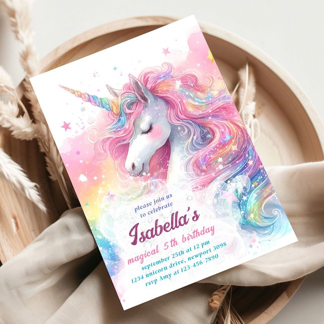 Invitación Cumpleaños mágico de unicornio (Subido por el creador)