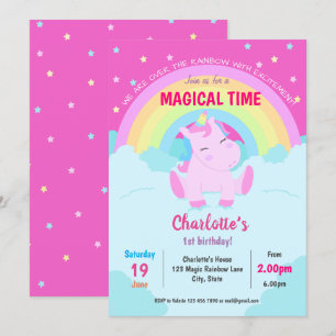 Invitación Cumpleaños mágico de unicornio