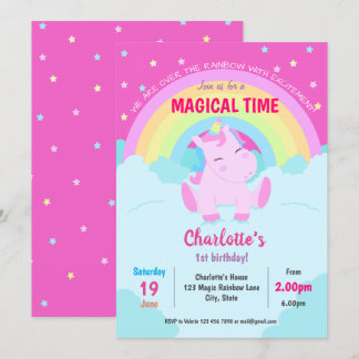 Invitación Cumpleaños mágico de unicornio