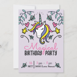 Invitación Cumpleaños mágico de unicornio