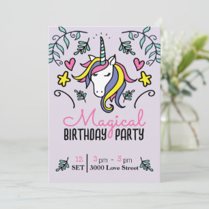 Invitación Cumpleaños mágico de unicornio