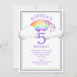 Invitación Cumpleaños mágico de Unicornio arcoiris