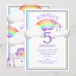 Invitación Cumpleaños mágico de Unicornio arcoiris