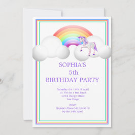 Invitación Cumpleaños mágico de Unicornio arcoiris