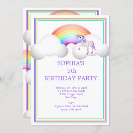 Invitación Cumpleaños mágico de Unicornio arcoiris