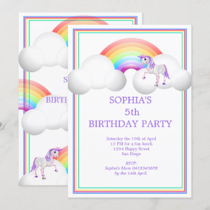 Invitación Cumpleaños mágico de Unicornio arcoiris