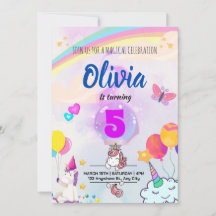 Cumpleaños mágico de unicornio con arcoiris colori