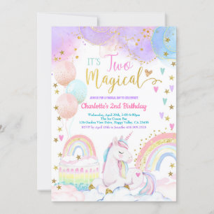 Invitación Cumpleaños Mágico de Unicornio Dos 2do