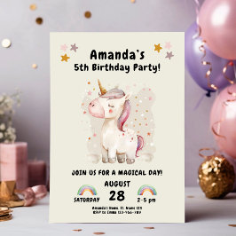 Invitación Cumpleaños mágico de unicornio para Chicas