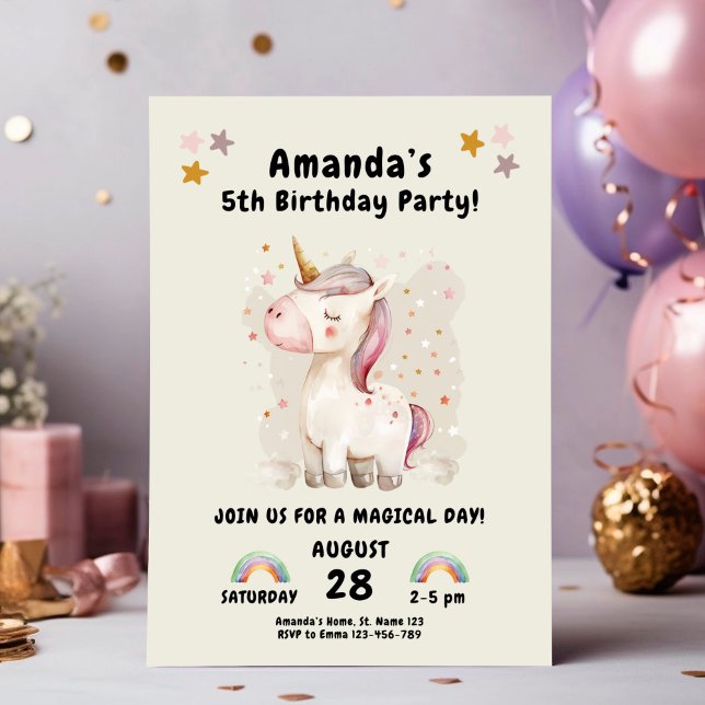 Invitación Cumpleaños mágico de unicornio para Chicas (Subido por el creador)