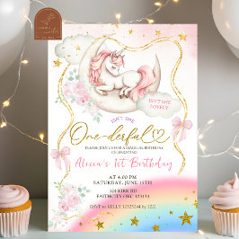 Invitación Cumpleaños Mágico de Unicornio Pastel de Arcoíris