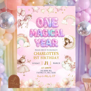 Invitación Cumpleaños mágico de Unicornio Uno