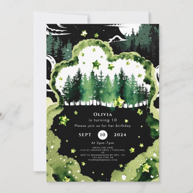 Invitación Cumpleaños mágico de Woodland (Anverso)