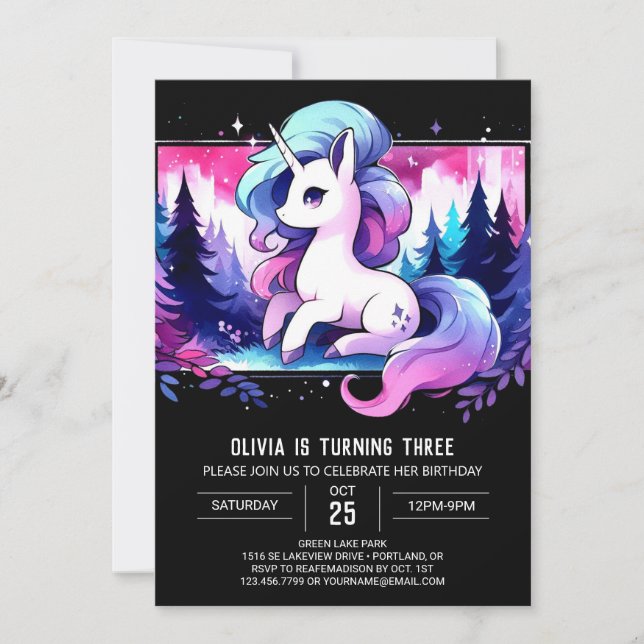 Invitación Cumpleaños mágico del Caballo Boho (Anverso)