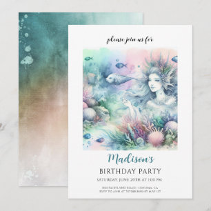 Invitación Cumpleaños mágico del Chica de sirena