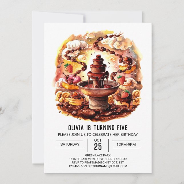 Invitación Cumpleaños mágico del chocolate infantil (Anverso)