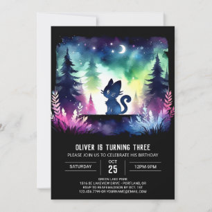 Invitación Cumpleaños mágico del gato Pastel