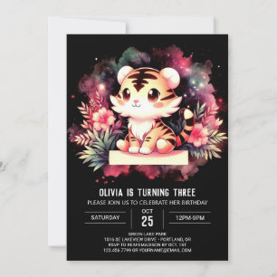 Invitación Cumpleaños Mágico del Tigre de Fantasía