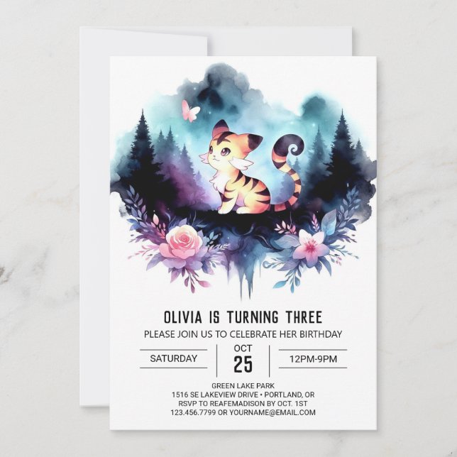 Invitación Cumpleaños mágico del tigre Minimalista (Anverso)