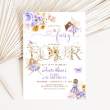 Cumpleaños mágico floral de hada púrpura mariposa 