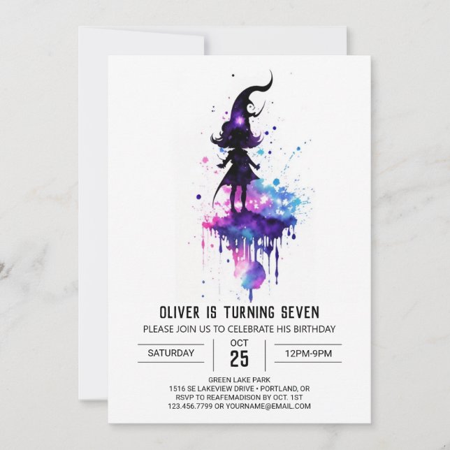 Invitación Cumpleaños mágico, imprimible (Anverso)