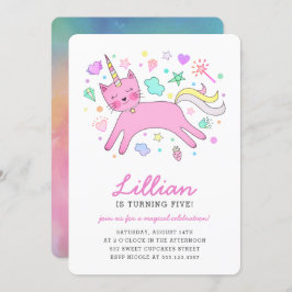 Invitación Cumpleaños mágico lindo de Caticorn el |