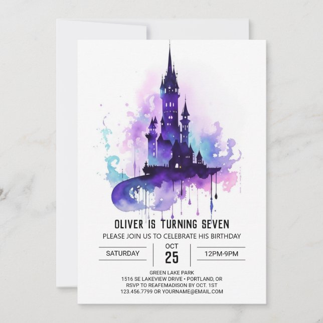 Invitación Cumpleaños mágico modificable del asistente (Anverso)