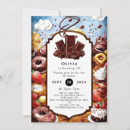 Invitación Cumpleaños mágico pastel de chocolate