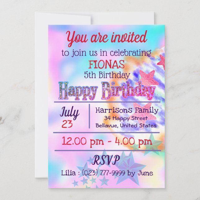 Invitación Cumpleaños mágico Unicorn Rainbow Sparkle Pastel (Anverso)