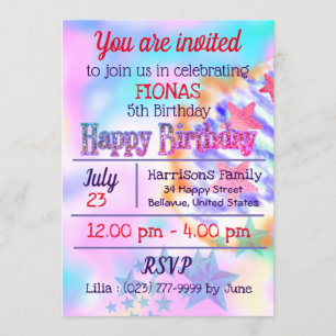 Invitación Cumpleaños mágico Unicorn Rainbow Sparkle Pastel