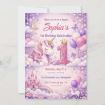 Cumpleaños Mágico Unicornio Fantasía 1er