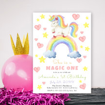 Cumpleaños Mágico Uno Primero de Unicornio Arcoíri