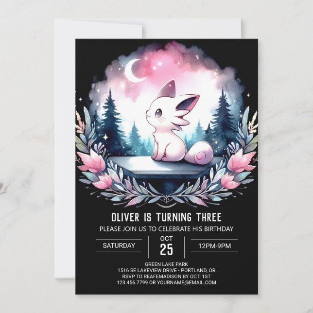 Invitación Cumpleaños mágico y adorable (Anverso)