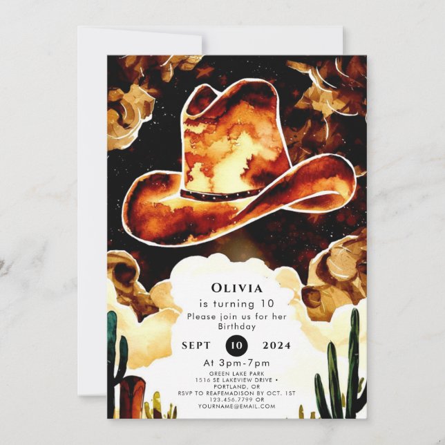 Invitación Cumpleaños mágico y colorido (Anverso)